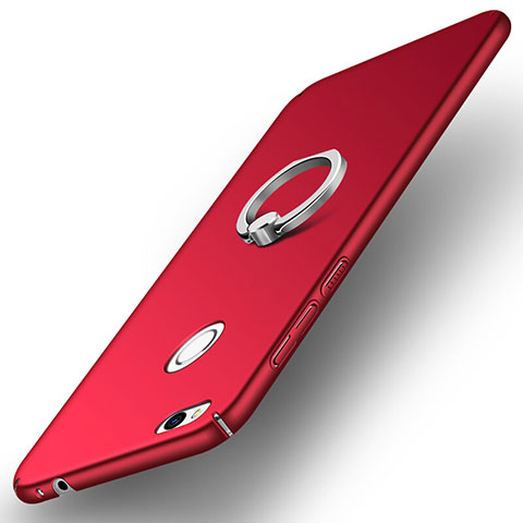 Coque Plastique Rigide Mat avec Support Bague Anneau A03 pour Huawei GR3 (2017) Rouge