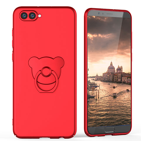 Coque Plastique Rigide Mat avec Support Bague Anneau A04 pour Huawei Honor V10 Rouge