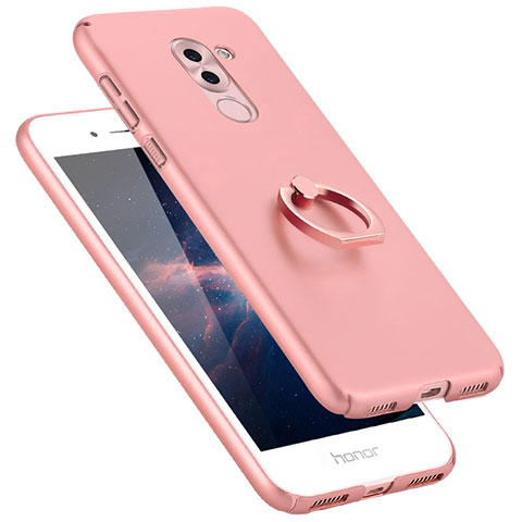 Coque Plastique Rigide Mat avec Support Bague Anneau A06 pour Huawei GR5 (2017) Rose