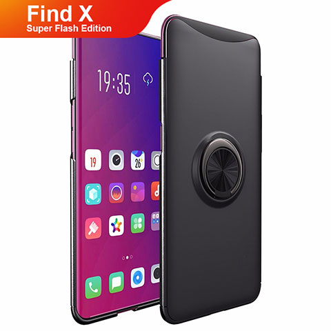 Coque Plastique Rigide Mat avec Support Bague Anneau Aimante Magnetique pour Oppo Find X Super Flash Edition Noir