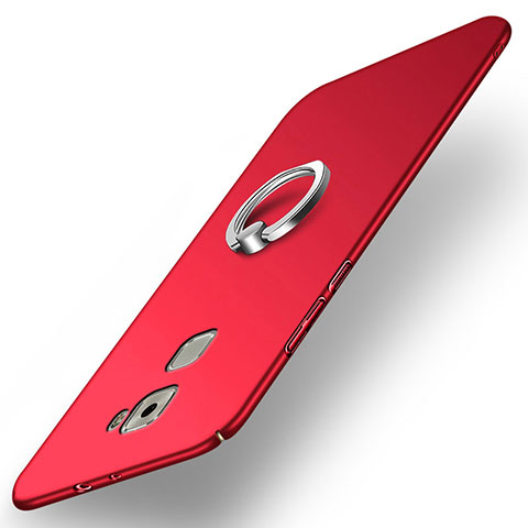 Coque Plastique Rigide Mat avec Support Bague Anneau pour Huawei Mate S Rouge