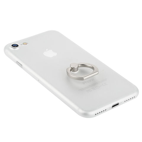 Coque Plastique Rigide Mat et Support Bague Anneau F01 pour Apple iPhone SE (2020) Blanc