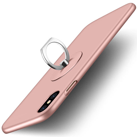 Coque Plastique Rigide Mat et Support Bague Anneau pour Apple iPhone X Rose