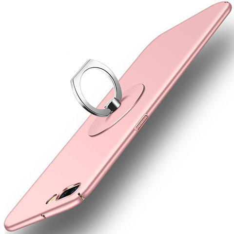 Coque Plastique Rigide Mat et Support Bague Anneau pour OnePlus 5 Or Rose