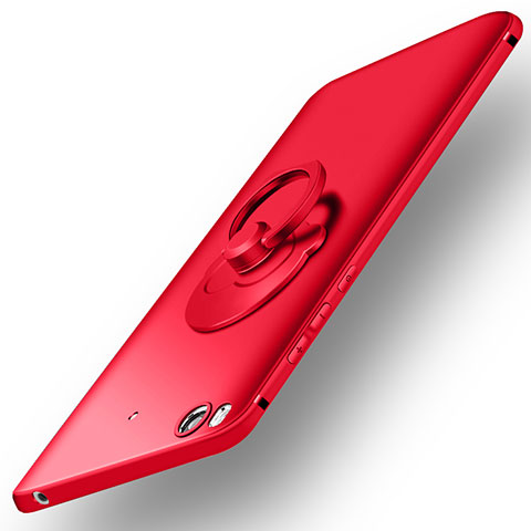 Coque Plastique Rigide Mat et Support Bague Anneau pour Xiaomi Mi 5S 4G Rouge