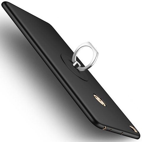 Coque Plastique Rigide Mat et Support Bague Anneau pour Xiaomi Mi Max 2 Noir