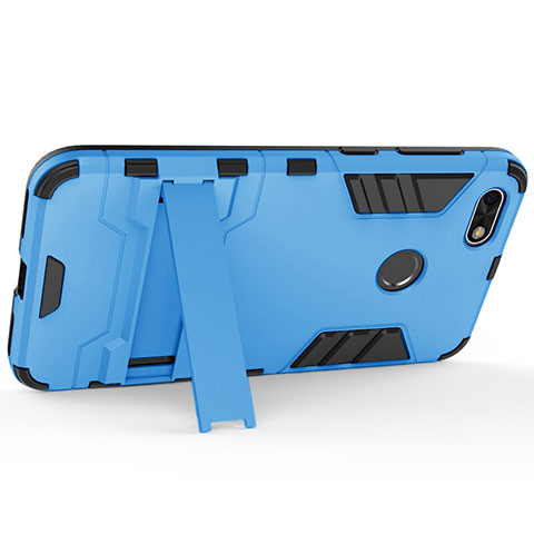 Coque Plastique Rigide Mat et Support pour Huawei Enjoy 7 Bleu