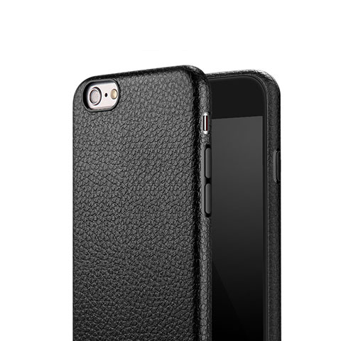 Coque Plastique Rigide Motif Cuir pour Apple iPhone 6S Plus Noir