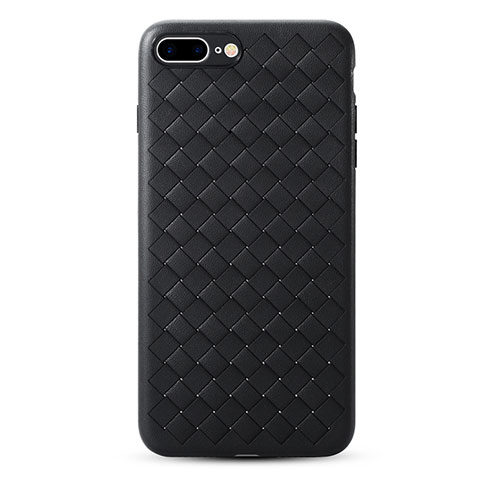 Coque Plastique Rigide Motif Cuir pour Apple iPhone 8 Plus Noir