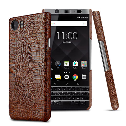 Coque Plastique Rigide Motif Cuir pour Blackberry KEYone Marron