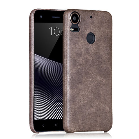 Coque Plastique Rigide Motif Cuir pour HTC Desire 10 Pro Marron