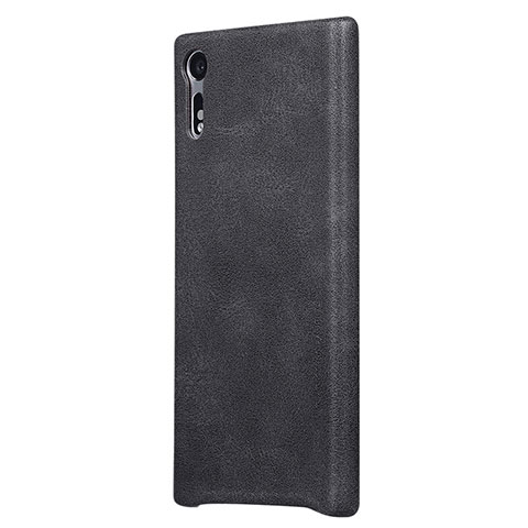 Coque Plastique Rigide Motif Cuir pour Sony Xperia XZ Noir