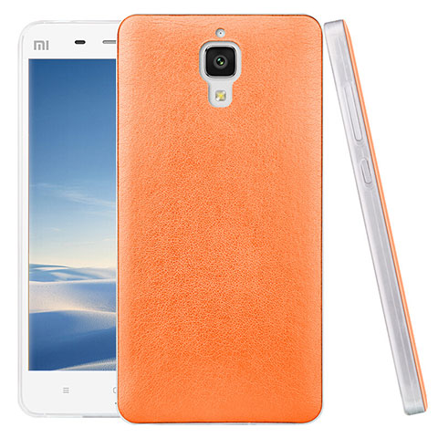 Coque Plastique Rigide Motif Cuir pour Xiaomi Mi 4 Orange