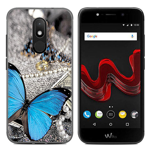 Coque Plastique Rigide Papillon pour Wiko Wim Lite 4G Bleu