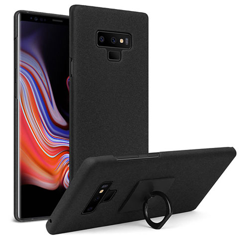 Coque Plastique Rigide Sables Mouvants avec Support Bague Anneau pour Samsung Galaxy Note 9 Noir