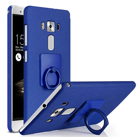 Coque Plastique Rigide Sables Mouvants et Support Bague Anneau pour Asus Zenfone 3 Deluxe ZS570KL ZS550ML Bleu