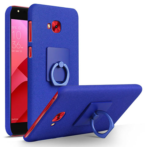 Coque Plastique Rigide Sables Mouvants et Support Bague Anneau pour Asus Zenfone 4 Selfie Pro Bleu