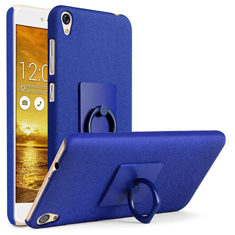 Coque Plastique Rigide Sables Mouvants et Support Bague Anneau pour Asus Zenfone Live ZB501KL Bleu