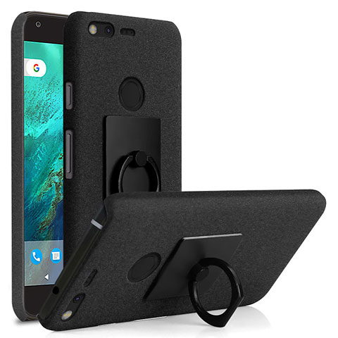 Coque Plastique Rigide Sables Mouvants et Support Bague Anneau pour Google Pixel Noir