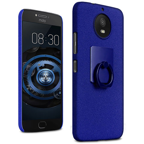 Coque Plastique Rigide Sables Mouvants et Support Bague Anneau pour Motorola Moto G5S Bleu