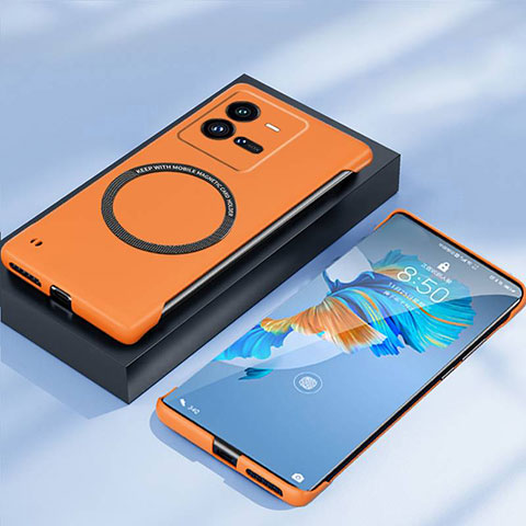 Coque Plastique Rigide Sans Cadre Etui Housse Mat avec Mag-Safe Magnetic Magnetique pour Vivo X80 Pro 5G Orange