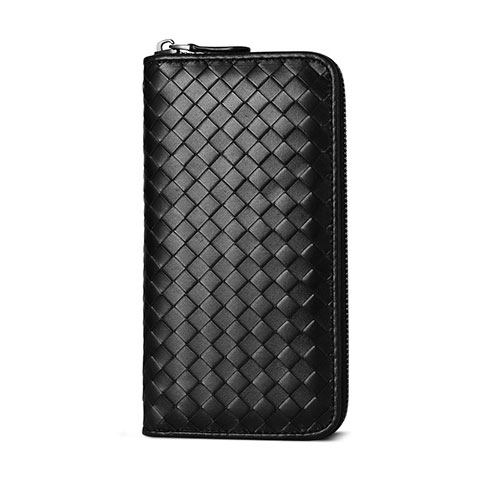 Coque Pochette Cuir Motif Tisse Universel Noir