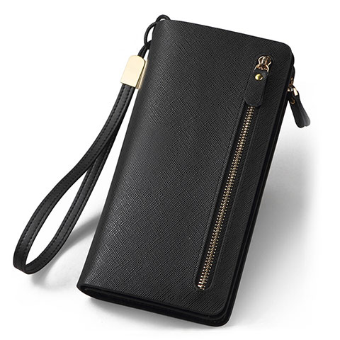 Coque Pochette Cuir Soie Universel T01 Noir