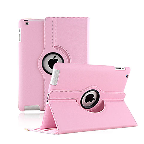 Coque Portefeuille Cuir Rotatif pour Apple iPad 2 Rose