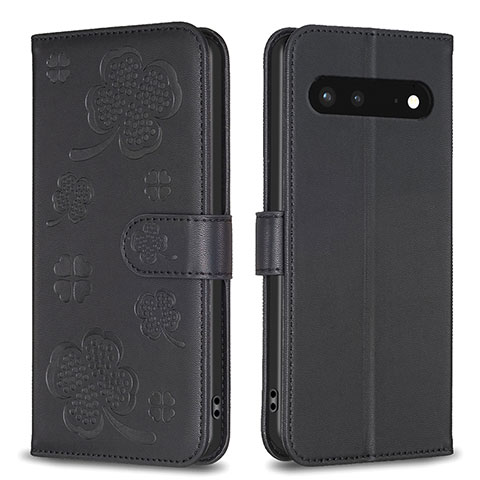 Coque Portefeuille Fleurs Livre Cuir Etui Clapet BF1 pour Google Pixel 7 5G Noir