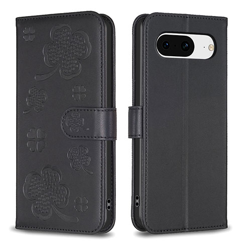 Coque Portefeuille Fleurs Livre Cuir Etui Clapet BF1 pour Google Pixel 8 5G Noir