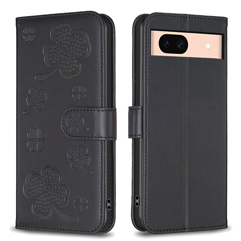 Coque Portefeuille Fleurs Livre Cuir Etui Clapet BF1 pour Google Pixel 8a 5G Noir