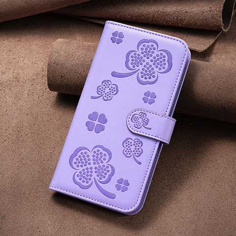 Coque Portefeuille Fleurs Livre Cuir Etui Clapet BF1 pour Oppo A35 Violet