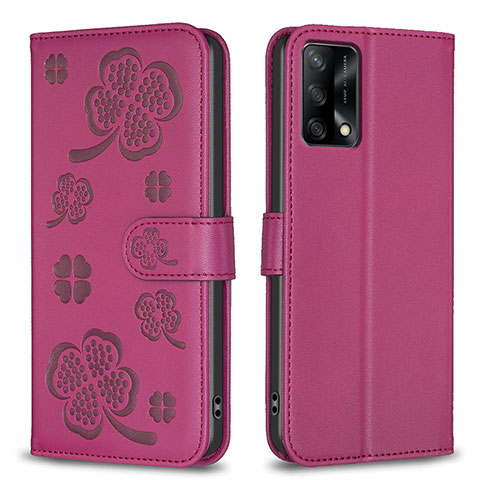 Coque Portefeuille Fleurs Livre Cuir Etui Clapet BF1 pour Oppo F19 Rose Rouge