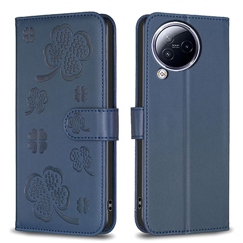 Coque Portefeuille Fleurs Livre Cuir Etui Clapet BF1 pour Xiaomi Civi 3 5G Bleu