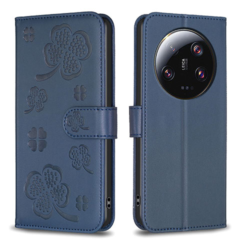 Coque Portefeuille Fleurs Livre Cuir Etui Clapet BF1 pour Xiaomi Mi 13 Ultra 5G Bleu