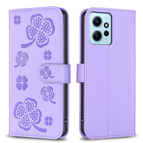 Coque Portefeuille Fleurs Livre Cuir Etui Clapet BF1 pour Xiaomi Redmi Note 12 4G Or Rose