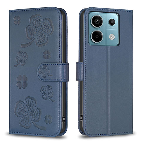 Coque Portefeuille Fleurs Livre Cuir Etui Clapet BF1 pour Xiaomi Redmi Note 13 Pro 5G Bleu