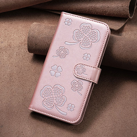 Coque Portefeuille Fleurs Livre Cuir Etui Clapet BF2 pour Google Pixel 7a 5G Or Rose