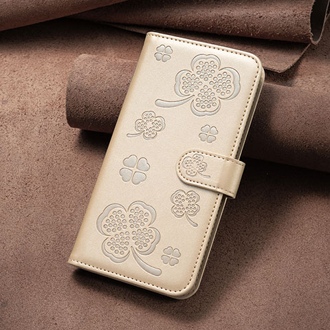 Coque Portefeuille Fleurs Livre Cuir Etui Clapet BF2 pour Oppo A16s Or