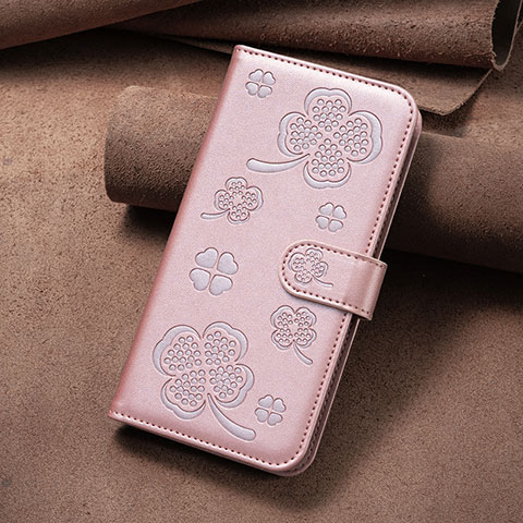 Coque Portefeuille Fleurs Livre Cuir Etui Clapet BF2 pour Oppo A16s Or Rose