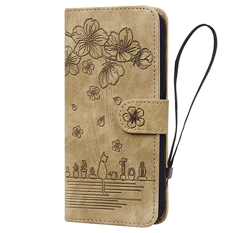 Coque Portefeuille Fleurs Livre Cuir Etui Clapet HF1 pour Huawei Honor 90 Lite 5G Marron