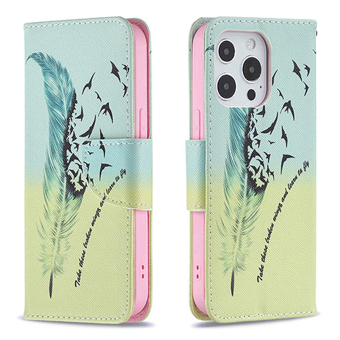 Coque Portefeuille Fleurs Livre Cuir Etui Clapet L01 pour Apple iPhone 13 Pro Max Jaune