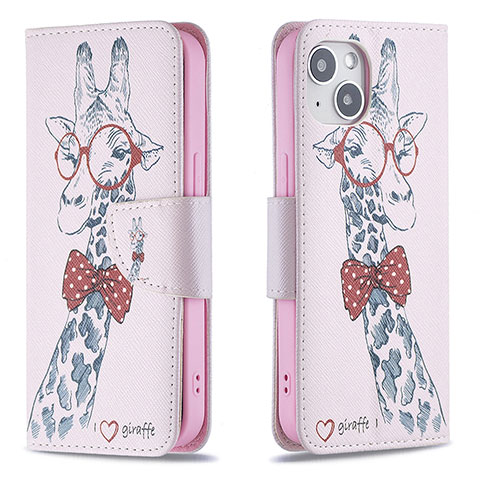 Coque Portefeuille Fleurs Livre Cuir Etui Clapet L01 pour Apple iPhone 13 Rose