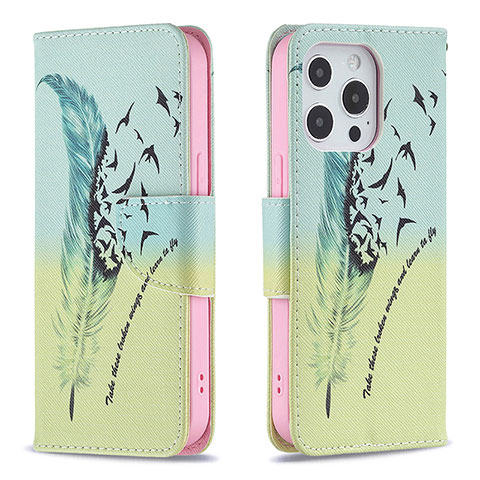 Coque Portefeuille Fleurs Livre Cuir Etui Clapet L01 pour Apple iPhone 14 Pro Max Jaune