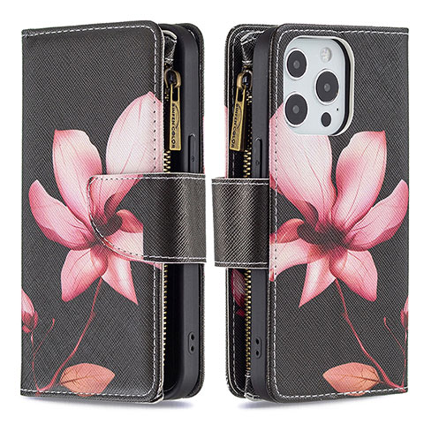 Coque Portefeuille Fleurs Livre Cuir Etui Clapet pour Apple iPhone 15 Pro Max Marron