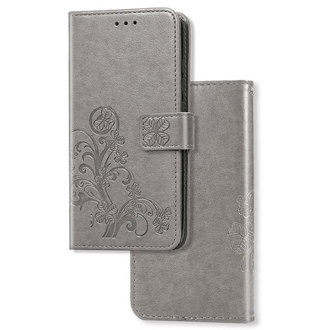 Coque Portefeuille Fleurs Livre Cuir Etui Clapet pour Google Pixel 4 XL Gris