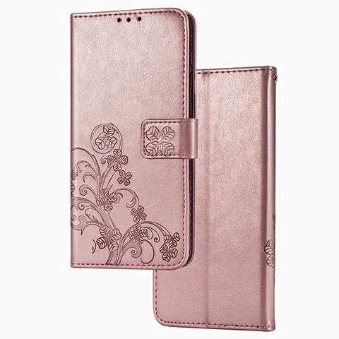 Coque Portefeuille Fleurs Livre Cuir Etui Clapet pour Google Pixel 4a Or Rose