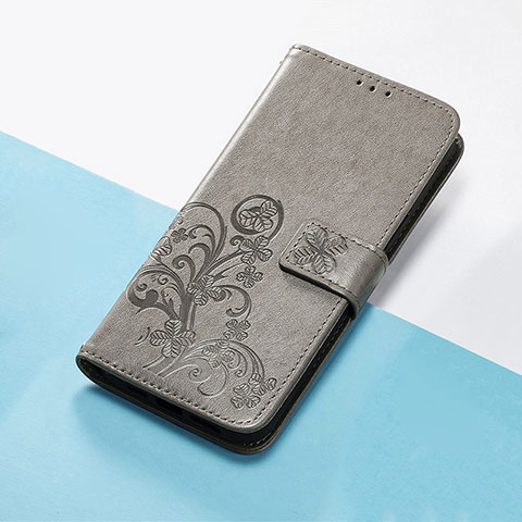 Coque Portefeuille Fleurs Livre Cuir Etui Clapet pour Google Pixel 6 5G Gris