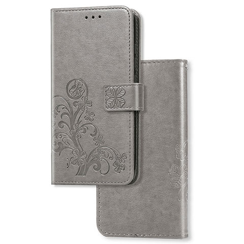 Coque Portefeuille Fleurs Livre Cuir Etui Clapet pour Huawei P40 Lite 5G Gris