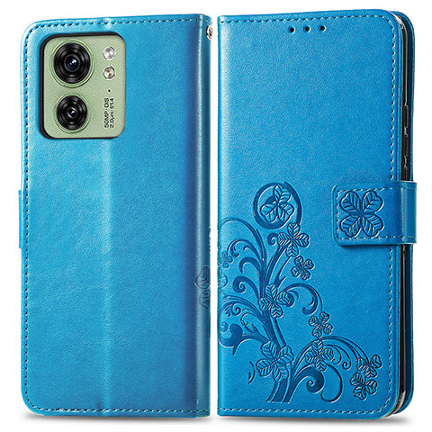 Coque Portefeuille Fleurs Livre Cuir Etui Clapet pour Motorola Moto Edge 40 5G Bleu